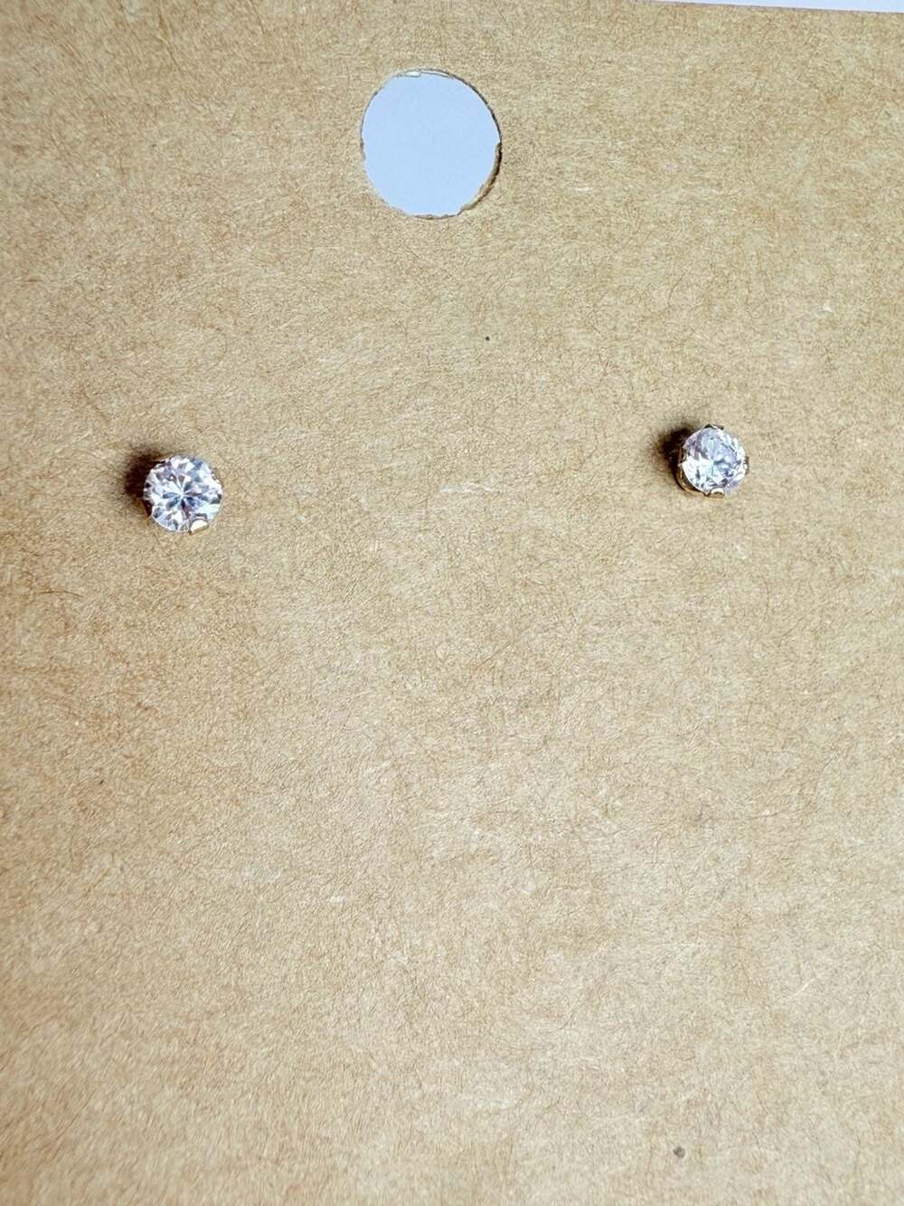 10K Yellow Gold Cubic Zirconia Stud Earrings 4mm Round